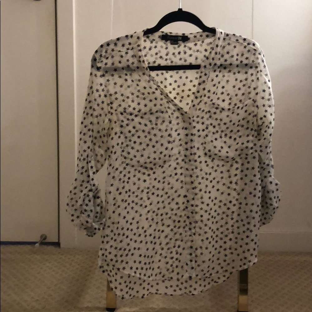 Black and white mesh see through top with stars